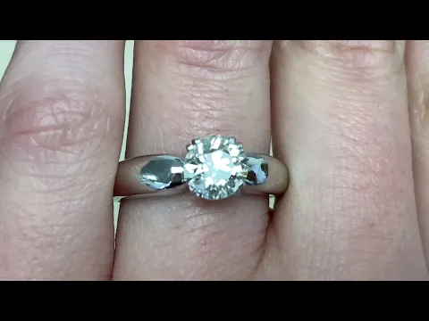 1.29ct Center Old European Cut Diamond Engagement Ring Circa 1980 - Fairmont Ring - Hand Video