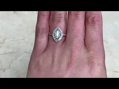 0.67ct Elongated Marquise Cut Halo Diamond Engagement Ring - Howden Ring - Hand Video