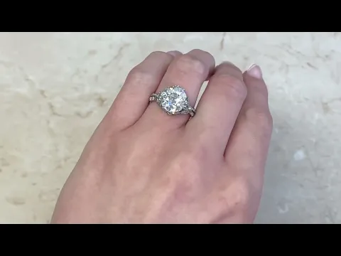 4.18ct Old European Edwardian Era Engagement Ring - Bedworth Ring - Hand Video