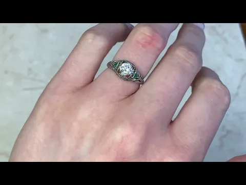 Edwardian Old European Diamond & Emerald Engagement Ring - Rochfort Ring. Circa 1915 - Hand Video