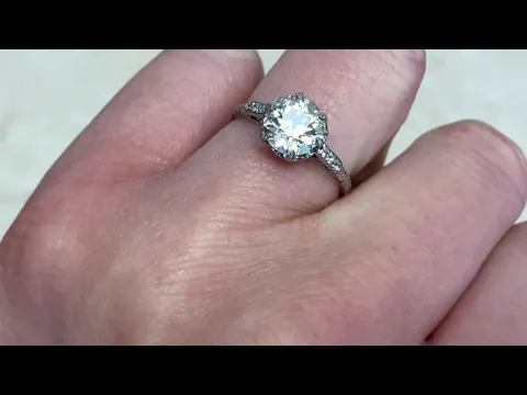 1.95ct Old European Cut Crown-Style Under Gallery Diamond Engagement Ring - Prague Ring - Hand Video