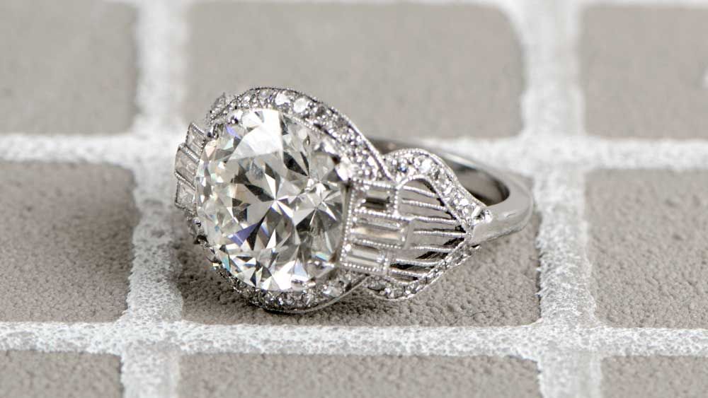 Art Deco Engagement Ring with Filigree