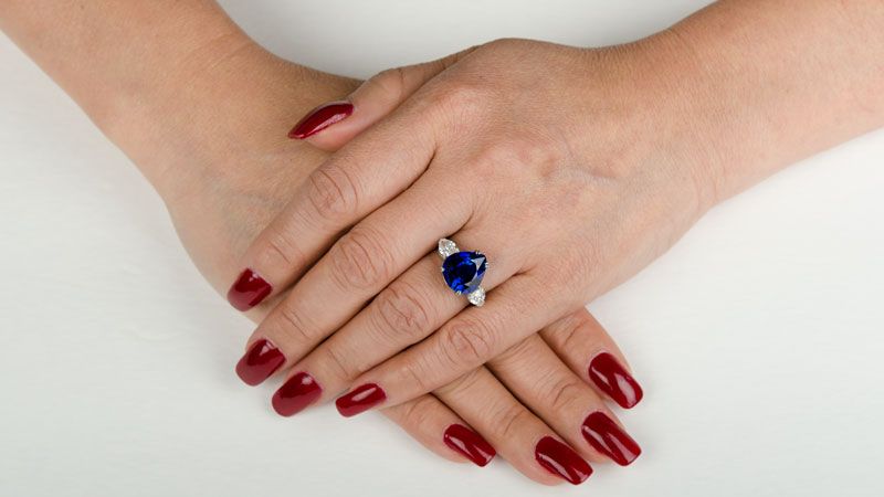 10772 Sapphire Ring on Finger