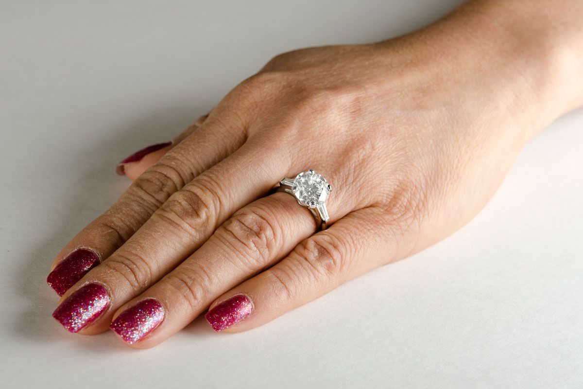 Diamond Ring on Left Hand on Fourth finger