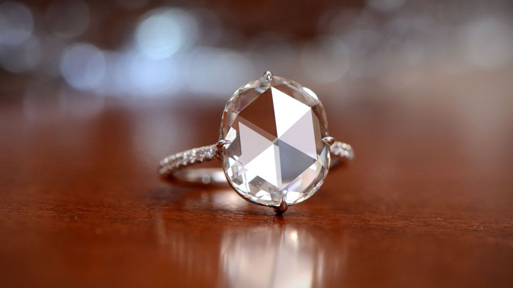Artistic Picture of Rose Cut Diamond Engagement Ring