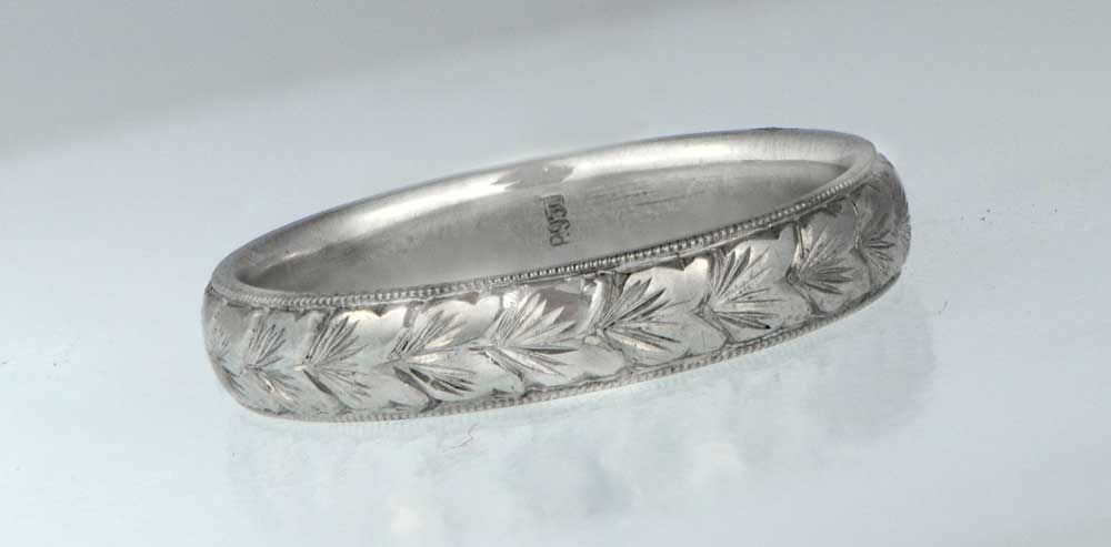Art Deco Wedding Band with engravings