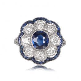 Sapphire and diamond cluster ring Edgewater Ring