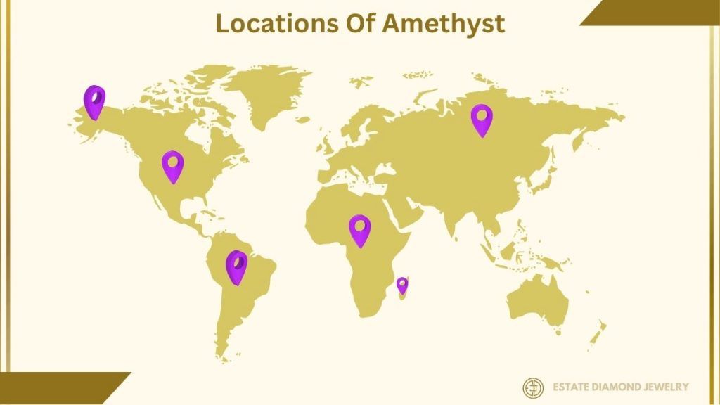 map of the world to locate amethysts mines 