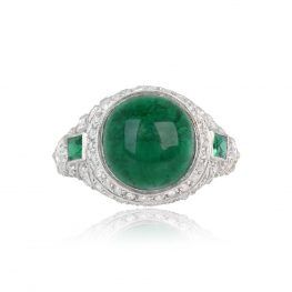 Cabochon Emerald Art Deco Ring Procida Ring Top View