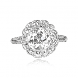Antique Edwardian Diamond Halo Engagement Ring - Lagos Ring 14089 TV