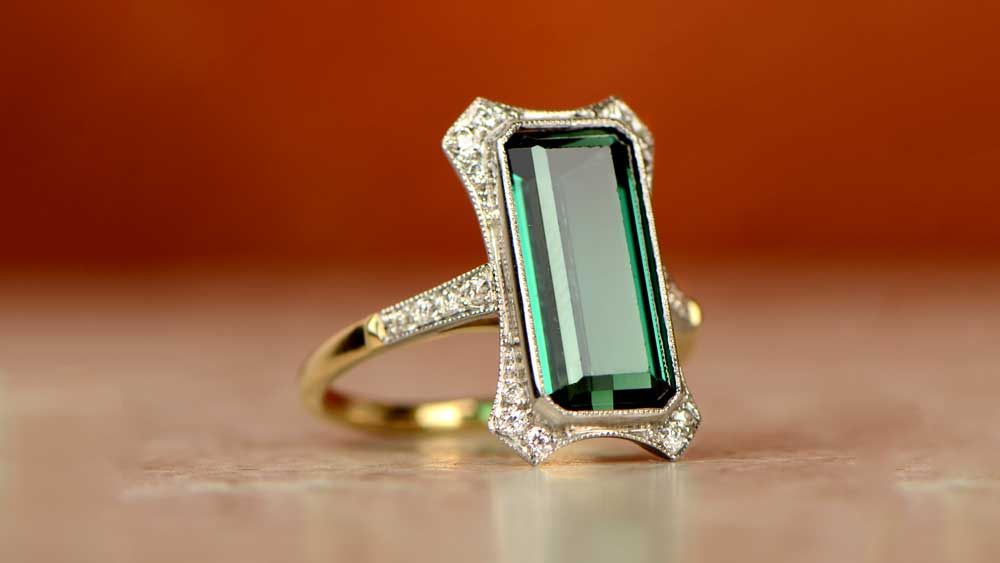 Tourmaline and Diamond Ring