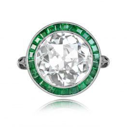 5.91ct Old European Diamond Emerald Halo Ring - Hudson Ring 13416 TV