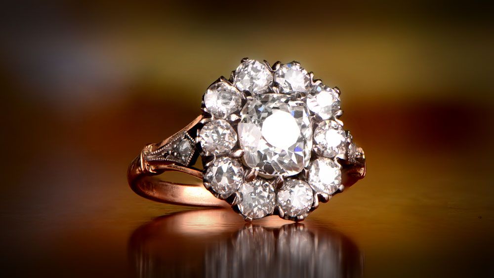 Victorian Style Cluster Engagement Ring 