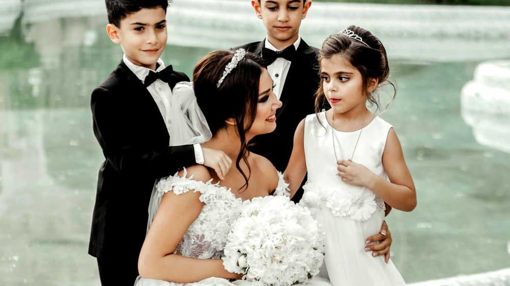Bride with Ring Bearer and Flower Girl