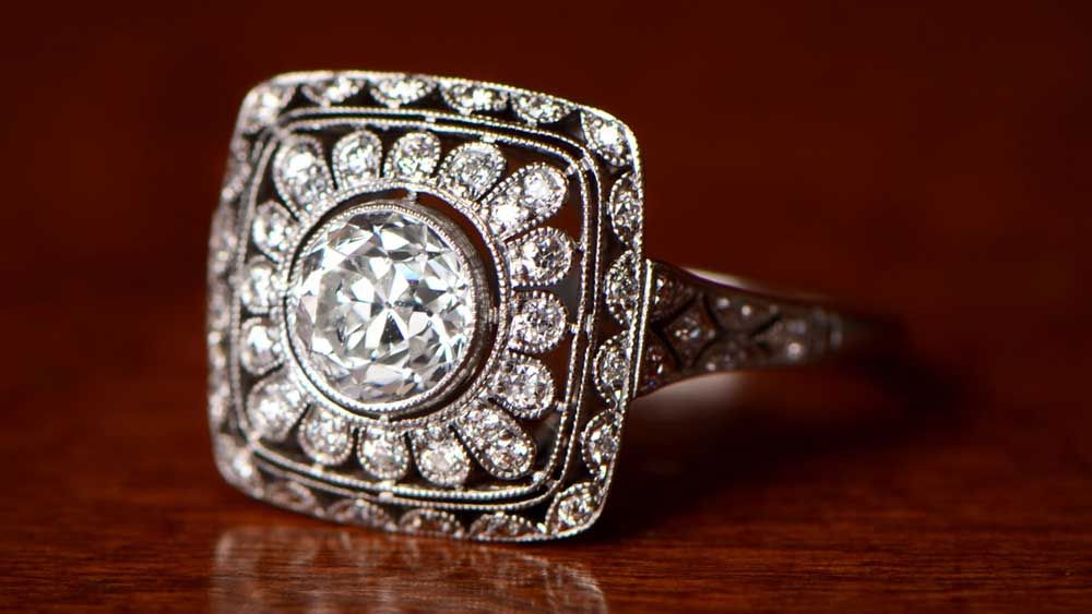 Filigree on an Vintage Style Engagement Ring 