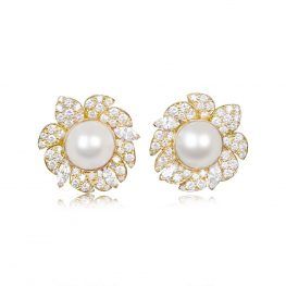 Van Cleef & Arpels Floral Pearl and Diamond Earrings - SM234 TV