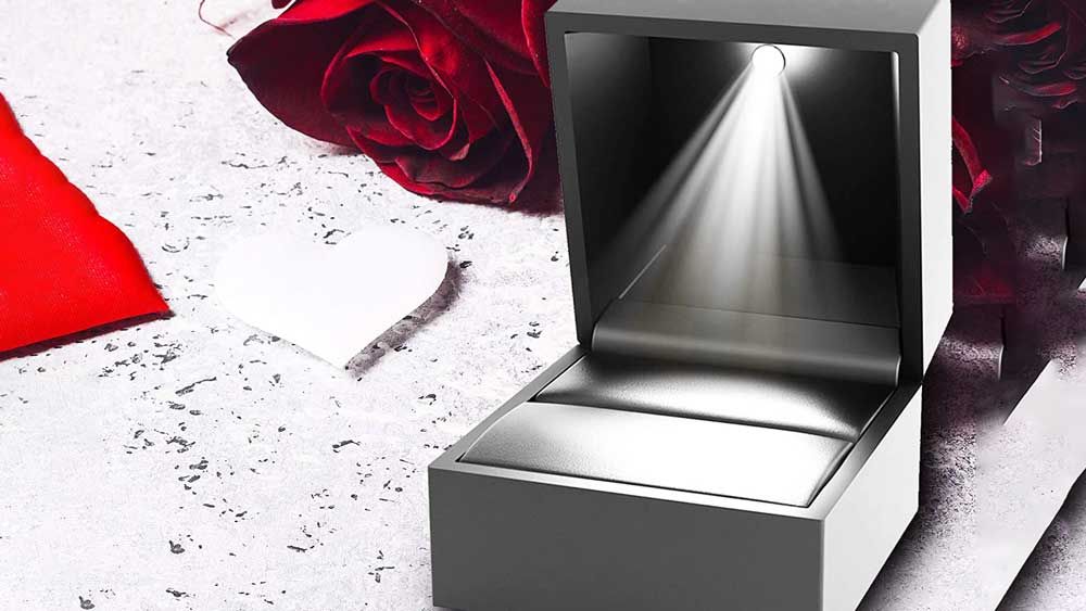 Black Engagement Ring Box with Light Inside