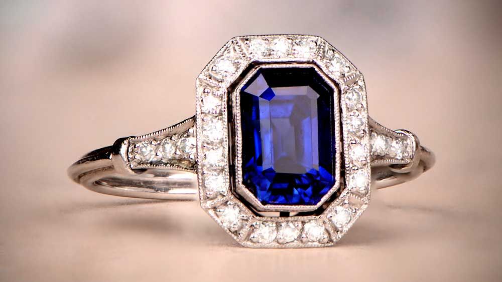 Sapphire Halo Engagement Ring