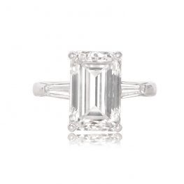 5.31 Carat Emerald Cut Handcrafted Platinum Engagement Ring Baguette Diamond - Madrid Ring