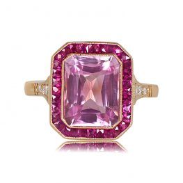 3.48ct Kunzite and Ruby Halo Ring 13317 TV