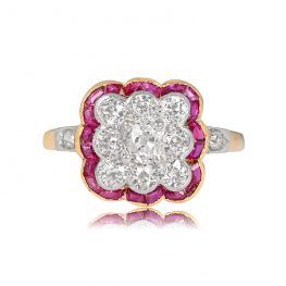 Antique Edwardian Ruby Diamond and Gold Ring - Lorraine Ring