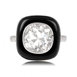 4.30 Carat Diamond Engagement Ring with Onyx Halo 13423 TV