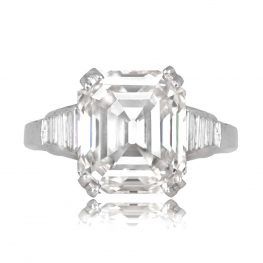 5.05 Carat Emerald Cut Diamond Ring Sanremo Ring Top View