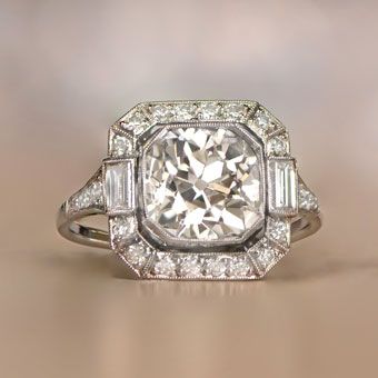 Antique Cushion Cut Diamond Engagement Ring