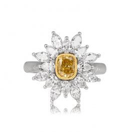 Cushion-Cut Fancy Intense Orange-Yellow Diamond Ring - Stratford Ring