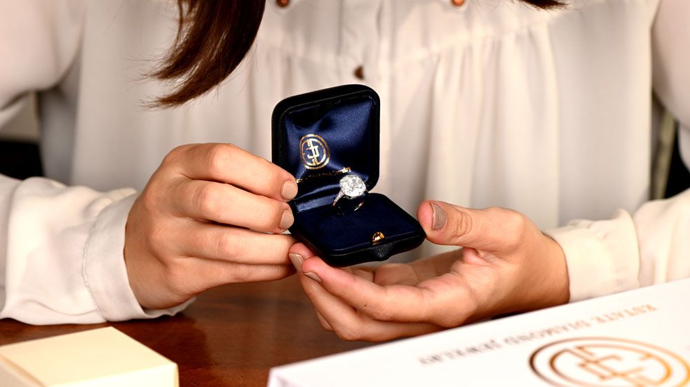 Diamond Solitaire Engagement Ring in Box Customer Estate Diamond Jewelry
