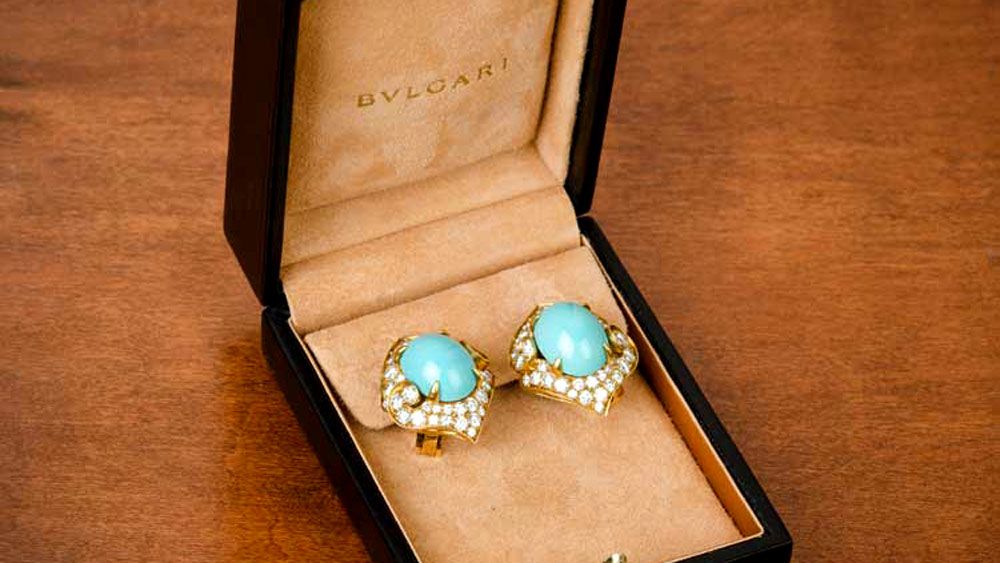 11155 Bulgari Turquoise Earrings in Box