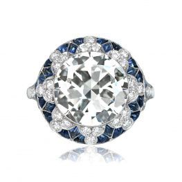 Diamond Sapphire Geometric Starburst Halo Ring - Shaftsbury Ring 13719 TV