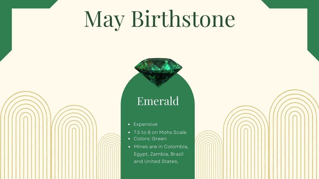 may birthstone infographic with  informations about the stone