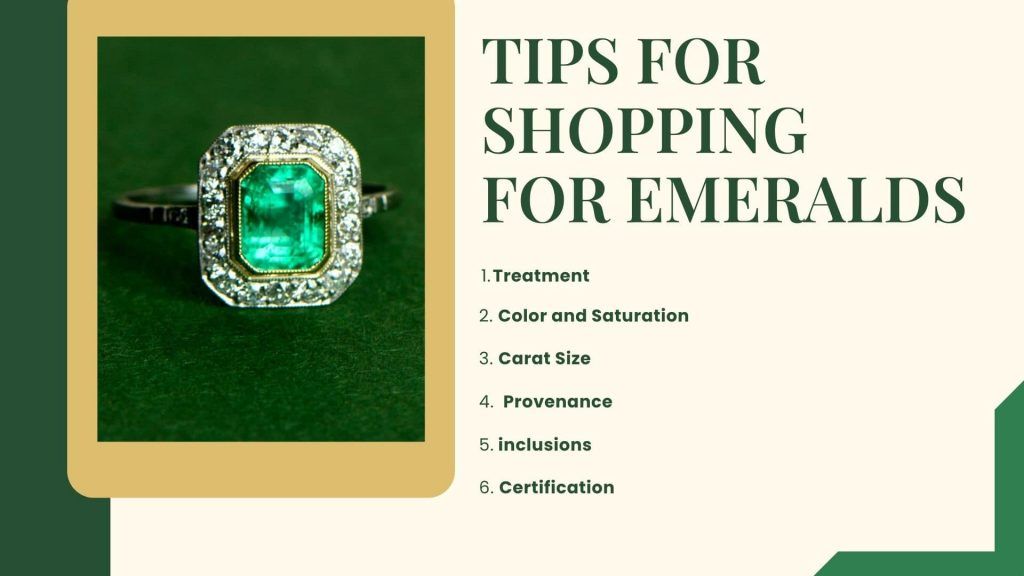 diagram of an emerald engagement ring with a diamond halo 