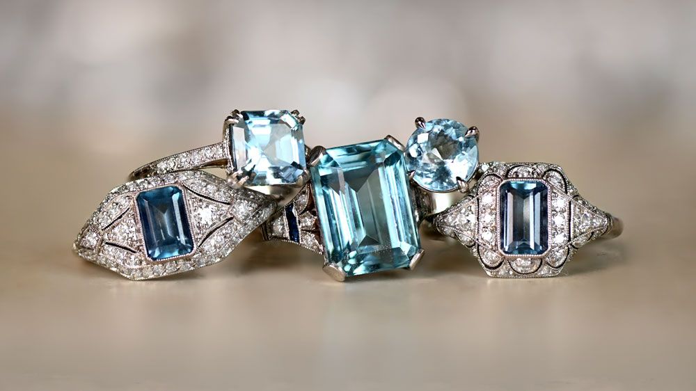 Collection of aquamarine engagement rings