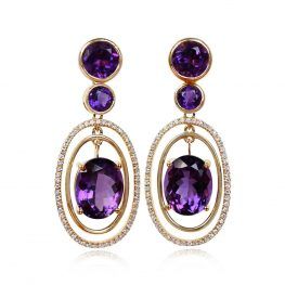 Amethyst and Diamond Gold Earrings - Moriches Earrings 13728 TV