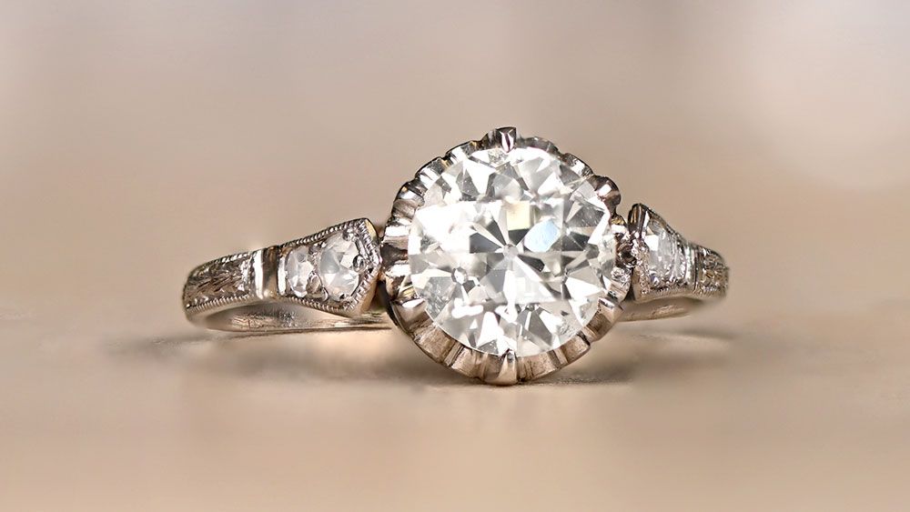 1.27ct Old European Cut Diamond Engagement Ring 