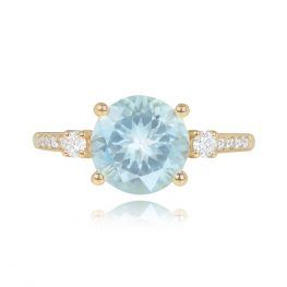 2.75ct Round Aquamarine Diamond Engagement Ring - Coatesville Ring 14940 TV