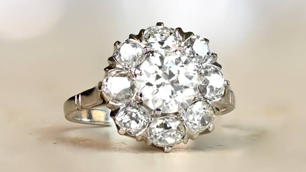Russellville Ring With A Floral Motif Diamond Cluster