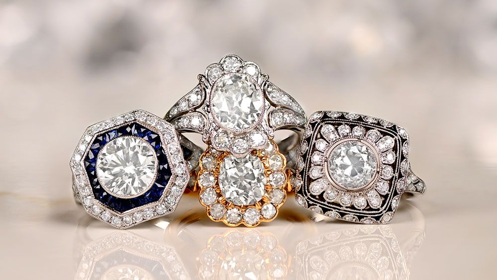 Halo Diamond Engagement Ring Group Photo