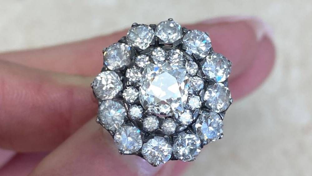 Estate Diamond Jewelry Addison Cluster Engagement Ring