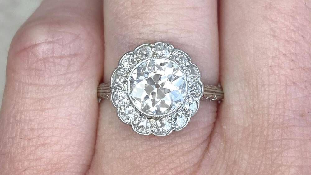14089 Lagos Floral Cluster Halo Diamond Engagement Ring
