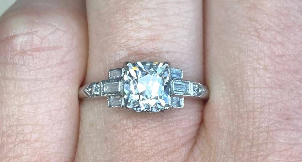 Diamond Engagement Ring With Baguette Cut Diamond Accents