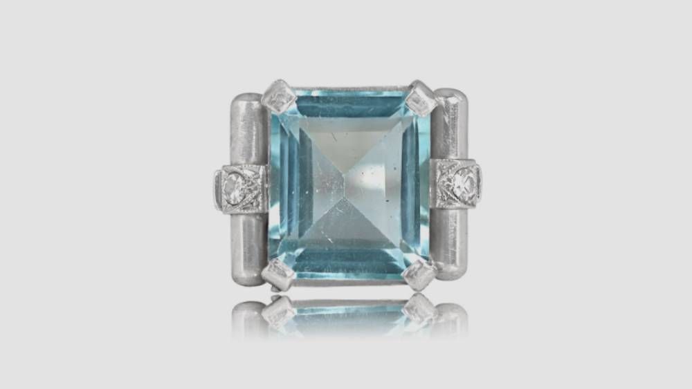 Estate Diamond Jewelry Caledonia Vintage Aquamarine Engagement Ring