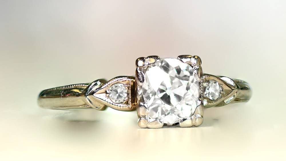 13496 Califon Unique Solitaire Retro Era Vintage Diamond Engagement Ring