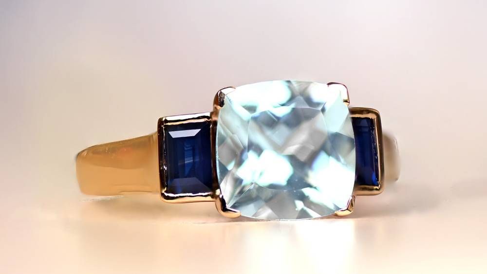 Wyoming Aquamarine Engagement Ring With Sapphire Accents