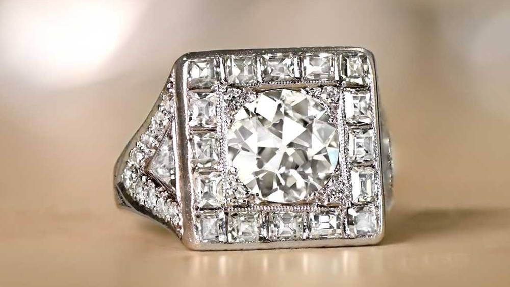 Medford Art Deco Era Diamond Halo Engagement Ring