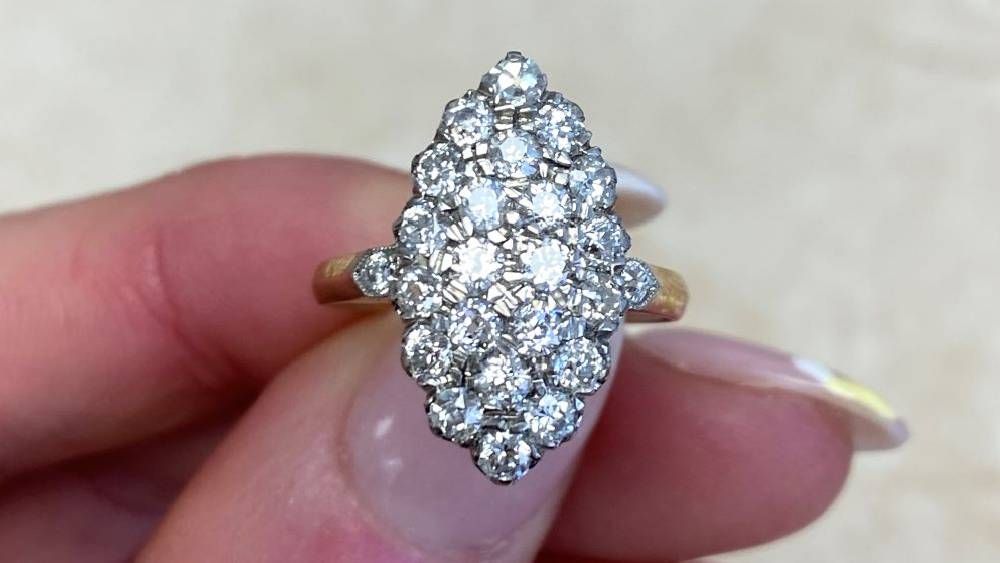 Lakewood Marquise Shaped Ring With Cluster Of Diamonds