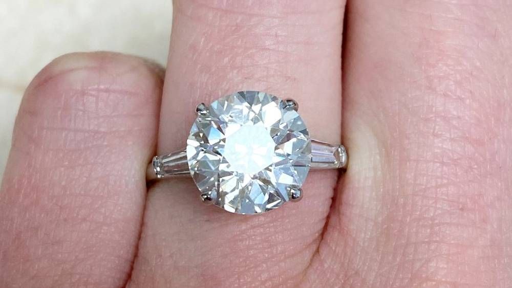Estate Diamond Jewelry Swiss Ring With Platinum Mounting
