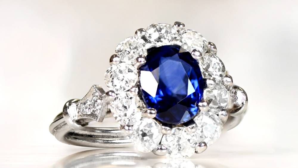 13715 Celina Sapphire Cluster Diamond Halo Ring